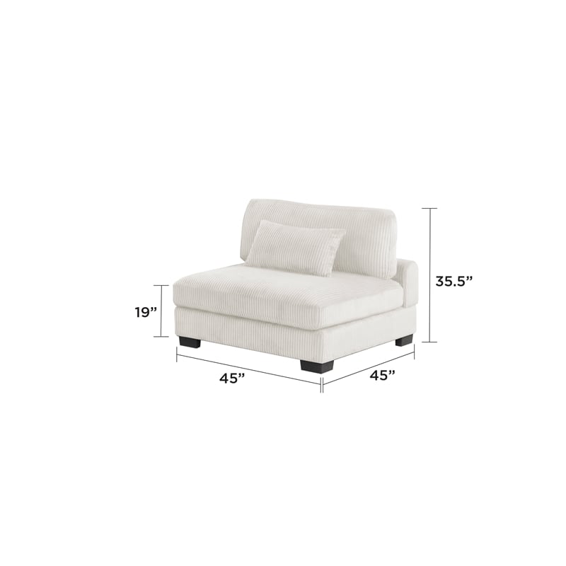 Bentley Setup 3 Modern style Sectional made with Corduroy Fabric in Cream