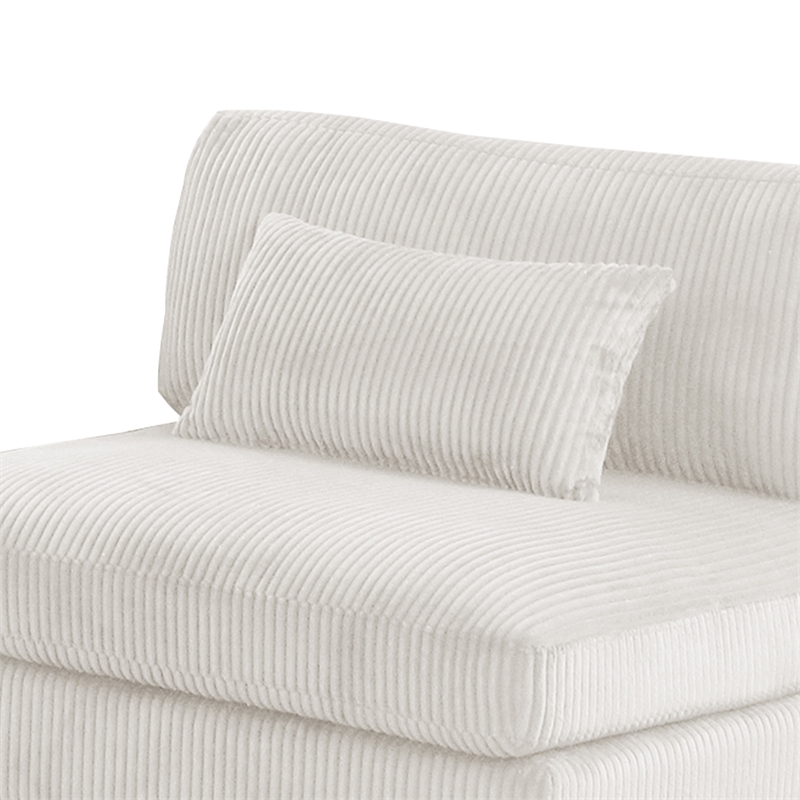 Bentley Setup 3 Modern style Sectional made with Corduroy Fabric in Cream