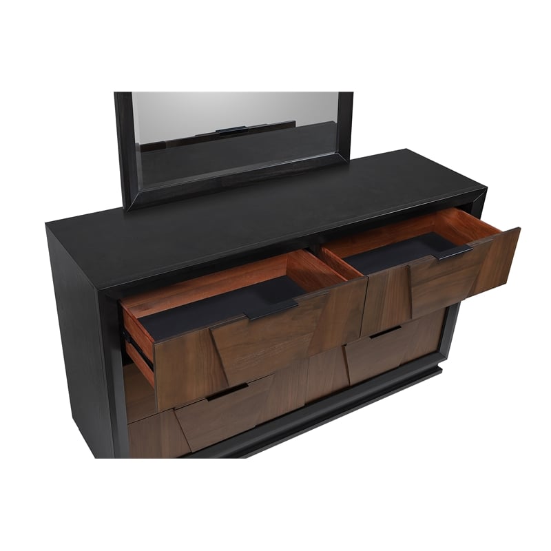 Houston Traditional Style 6-Drawer Dresser Made with wood in Walnut