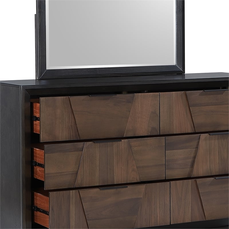 Houston Traditional Style 6-Drawer Dresser Made with wood in Walnut