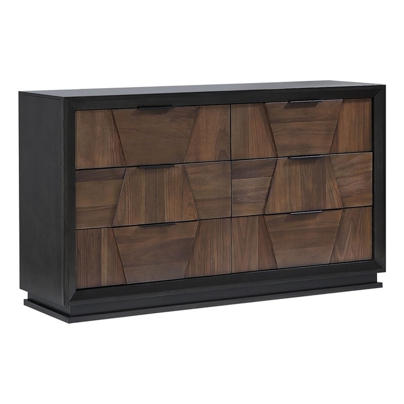 Houston Traditional Style 6-Drawer Dresser Made with wood in Walnut