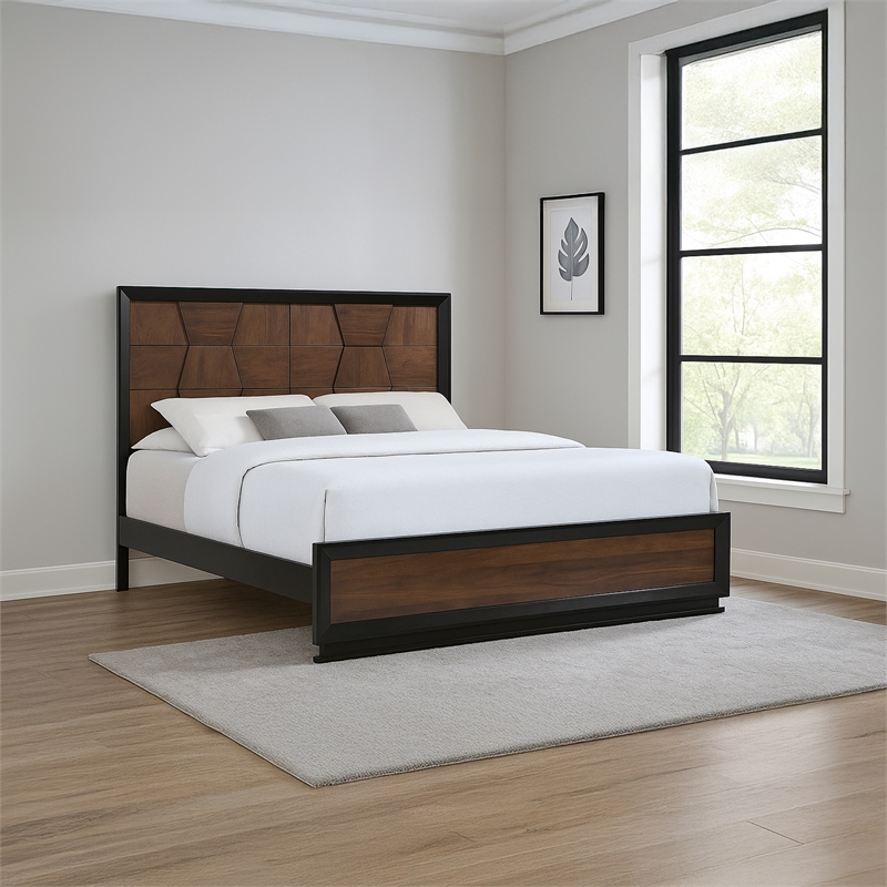Houston Queen 4PC Bedroom Set Made With Wood in Walnut