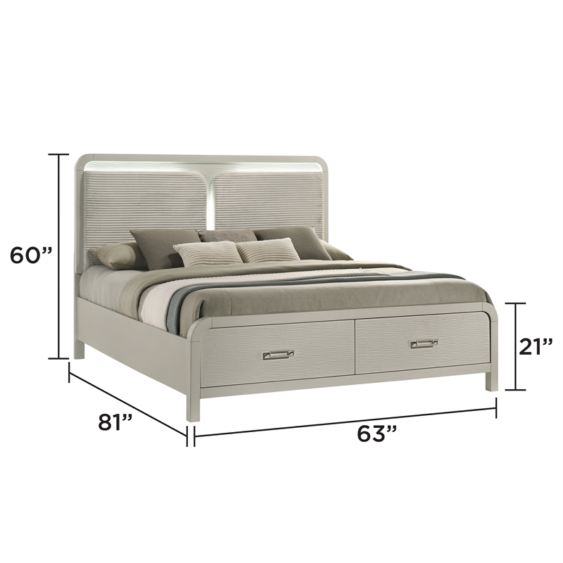 Aria Modern Queen Bed Made with Wood in Beige