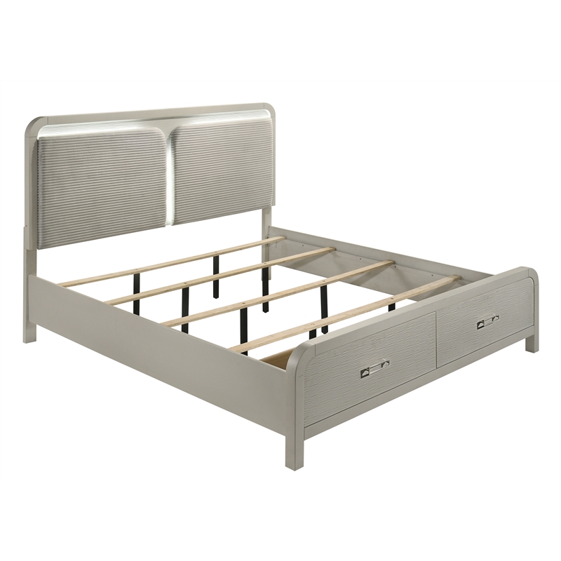 Aria Modern Queen Bed Made with Wood in Beige