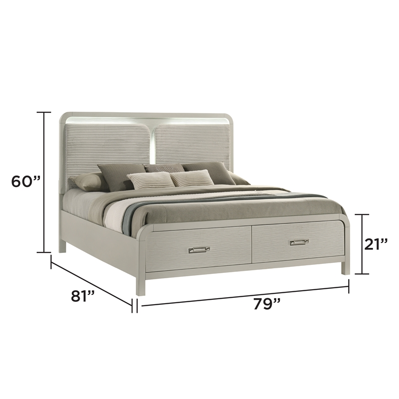 Aria Modern King Bed Made with Wood in Beige
