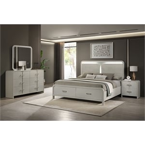 Aria Modern Style King 4Pc Bedroom Set Made with Wood in Beige Color