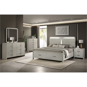 Aria Modern Style Queen 5Pc Bedroom Set Made with Wood in Beige Color