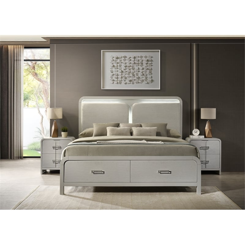 Aria Modern Style King 5Pc Bedroom Set Made with Wood in Beige Color