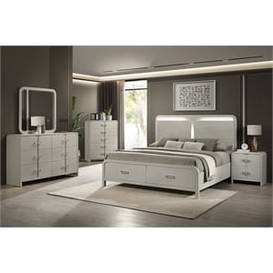 Aria Modern Style King 5Pc Bedroom Set Made with Wood in Beige Color