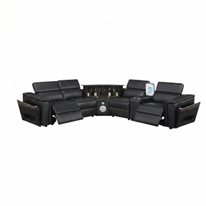 Nova Modern Sectional with 1 Console and Built -In Fridge-Black