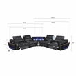 Nova Modern Sectional with 2 Consoles with Reading Light and Fridge-Black