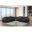 Nova Modern Sectional with 2 Consoles with Reading Light and Fridge-Black