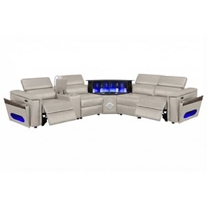 Nova Modern Sectional with 1 Console and Reading Light-Gray