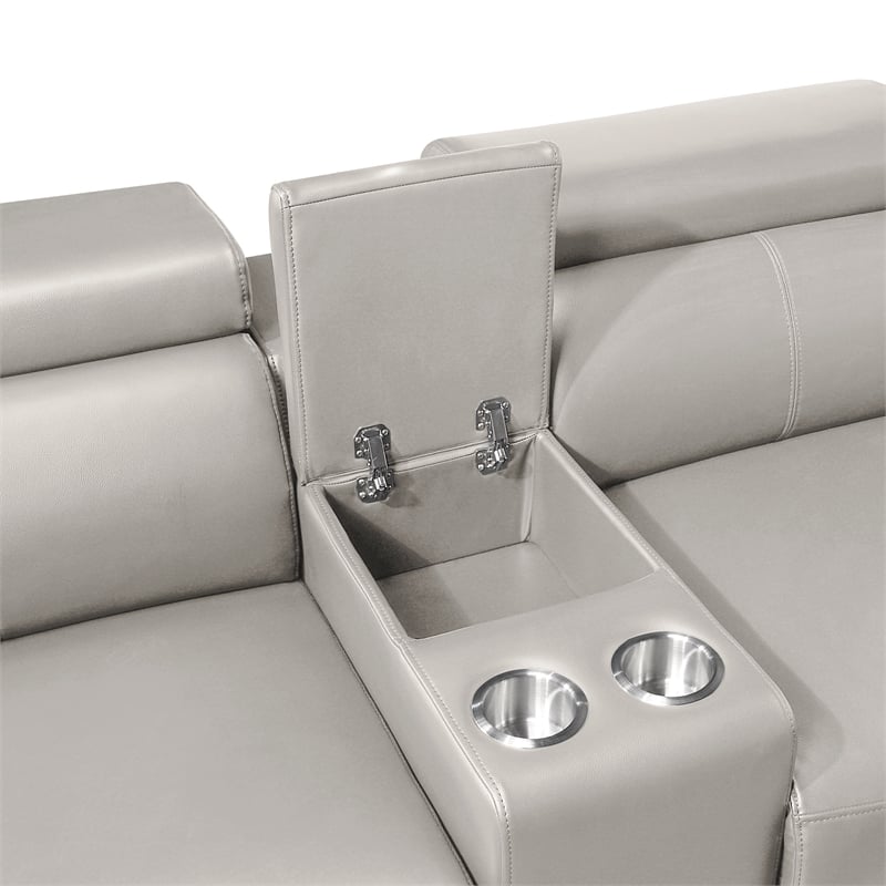 Nova Modern Sectional with 2 Consoles with Reading Light and Fridge-Gray