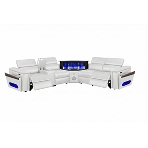 Nova Modern Sectional with 1 Console and Reading Light-White