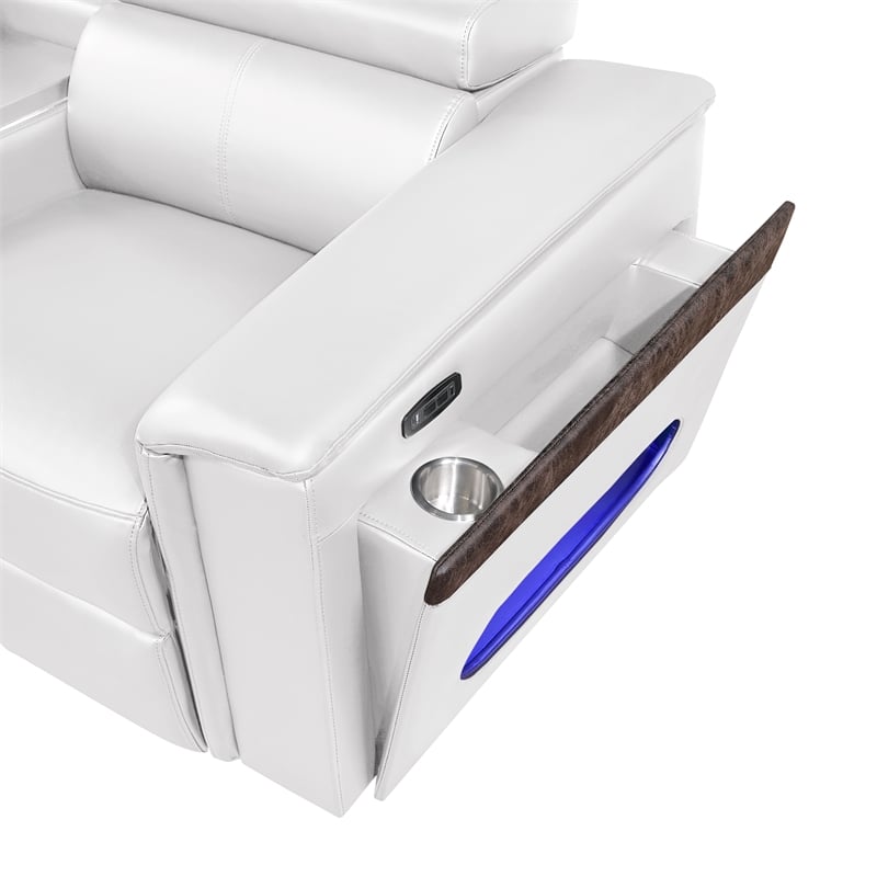 Nova Modern Sectional with 1 Console and Reading Light-White