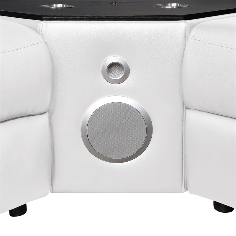 Nova Modern Sectional with 1 Console and Reading Light-White