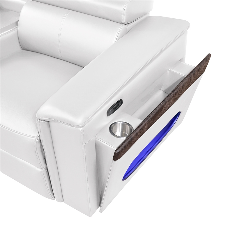 Nova Sectional with 1 Console and Built In Fridge-White