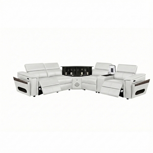 Nova Sectional with 1 Console and Built In Fridge-White