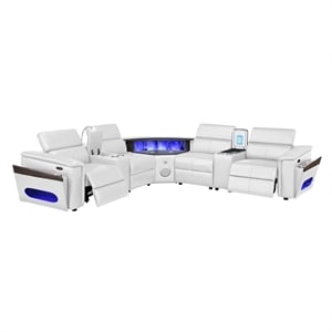 Nova Sectional with 2 Consoles with Reading Light and Fridge-White