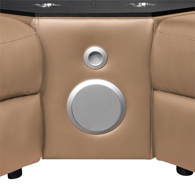 Nova Modern Sectional with 1 Console and Reading Light-Caramel