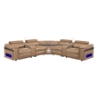 Nova Modern Sectional with 2 Consoles with Reading Light and Fridge-Caramel