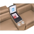 Nova Modern Sectional with 2 Consoles with Reading Light and Fridge-Caramel