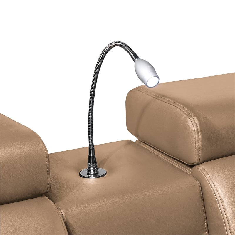 Nova Modern Sectional with 2 Consoles with Reading Light and Fridge-Caramel