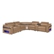 Nova Modern Sectional with 2 Consoles with Reading Light and Fridge-Caramel