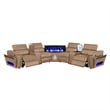 Nova Modern Sectional with 2 Consoles with Reading Light and Fridge-Caramel