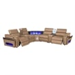 Nova Modern Sectional with 2 Consoles with Reading Light and Fridge-Caramel