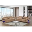 Nova Modern Sectional with 2 Consoles with Reading Light and Fridge-Caramel