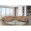 Nova Modern Sectional with 2 Consoles with Reading Light and Fridge-Caramel