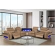 Nova Modern Sectional with 2 Consoles with Reading Light and Fridge-Caramel