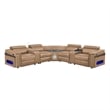 Nova Modern Sectional with 2 Consoles with Reading Light and Fridge-Caramel