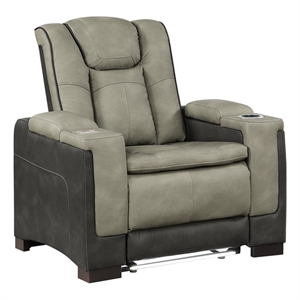 Bruno Power Recliner in Gray Faux Leather