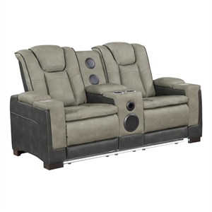 Bruno Power Reclining Loveseat in Gray Faux Leather