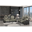 Bruno 2pc Power Reclining Sofa and Loveseat Set in Gray Faux Leather