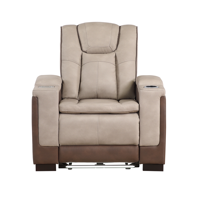 Bruno Power Recliner in Brown Faux Leather