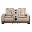 Bruno Power Reclining Loveseat in Brown Faux Leather