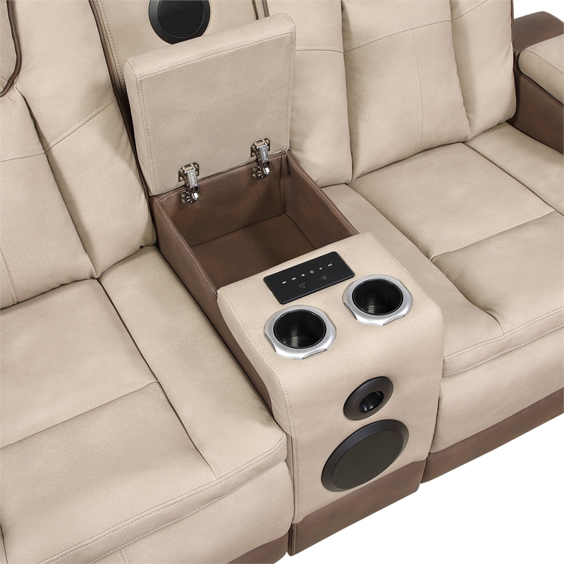 Bruno Power Reclining Loveseat in Brown Faux Leather