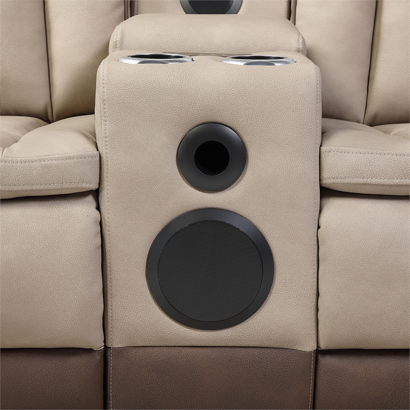 Bruno Power Reclining Loveseat in Brown Faux Leather