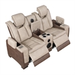 Bruno 2pc Power Reclining Sofa and Loveseat Set in Brown Faux Leather