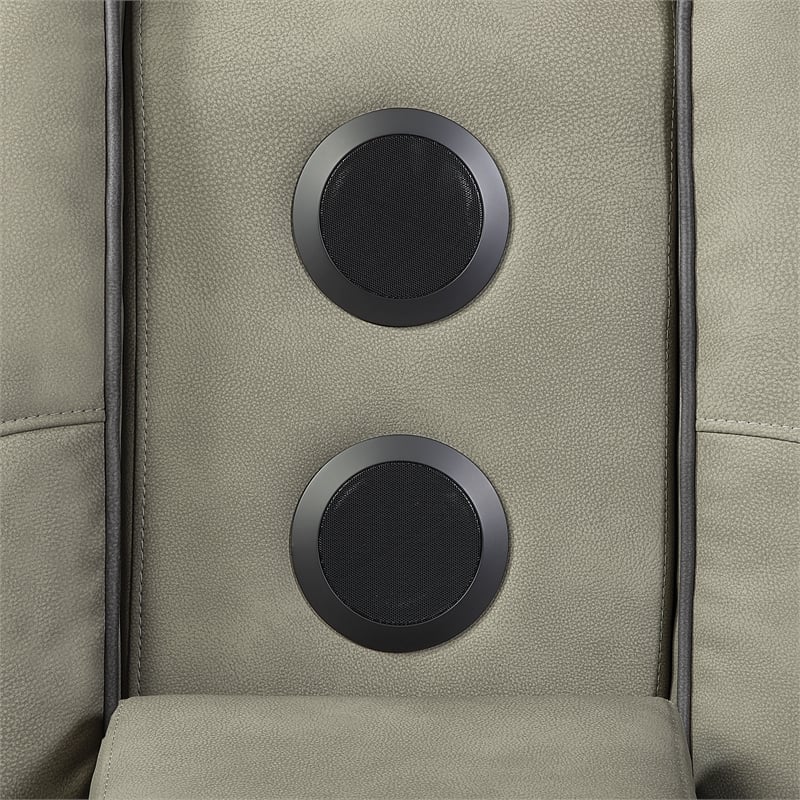 Bruno 3pc Power Reclining Sofa Loveseat and Recliner Set in Gray Faux Leather