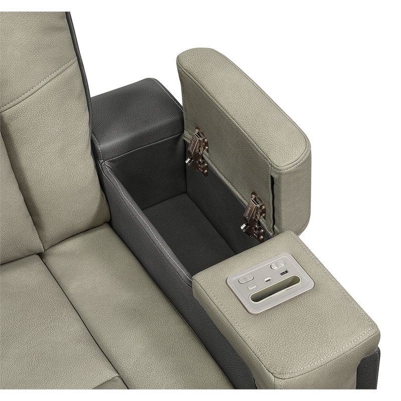 Bruno 3pc Power Reclining Sofa Loveseat and Recliner Set in Gray Faux Leather