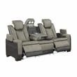 Bruno 3pc Power Reclining Sofa Loveseat and Recliner Set in Gray Faux Leather