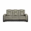 Bruno 3pc Power Reclining Sofa Loveseat and Recliner Set in Gray Faux Leather