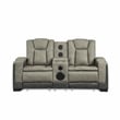 Bruno 3pc Power Reclining Sofa Loveseat and Recliner Set in Gray Faux Leather