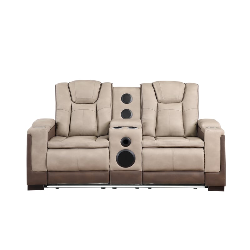Bruno 3pc Power Reclining Sofa Loveseat and Recliner Set in Brown Faux Leather