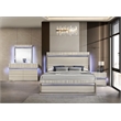 Leonor Modern Style Queen 4Pc Wood LED Bedroom Set in Gray